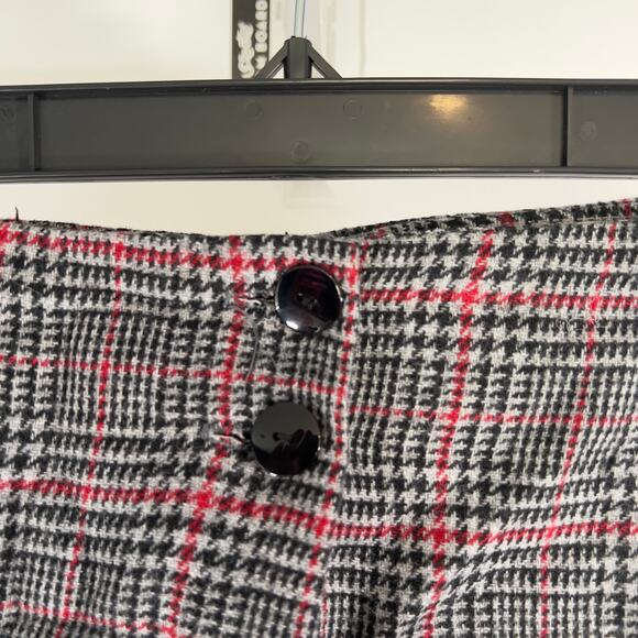 Karin Morgan Collection Wool Blend A-Line Mini Skirt Woman's 12 Black Red Plaid - Picture 7 of 12